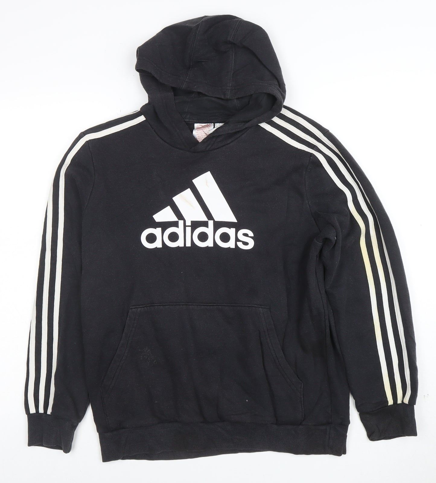 Adidas Boys Black Pullover Hoodie 13-14 Years Cotton Blend Sportswear