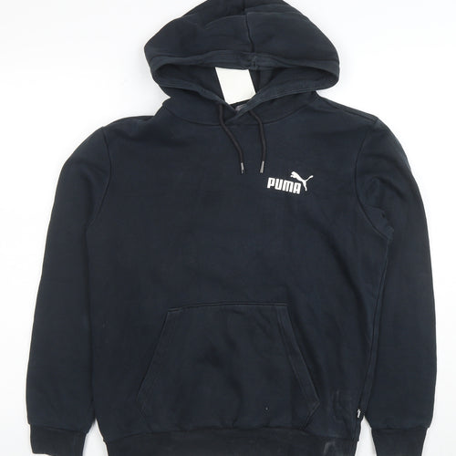 Puma Men's Black XS Pullover Hoodie Logo Fleece Sweatshirt