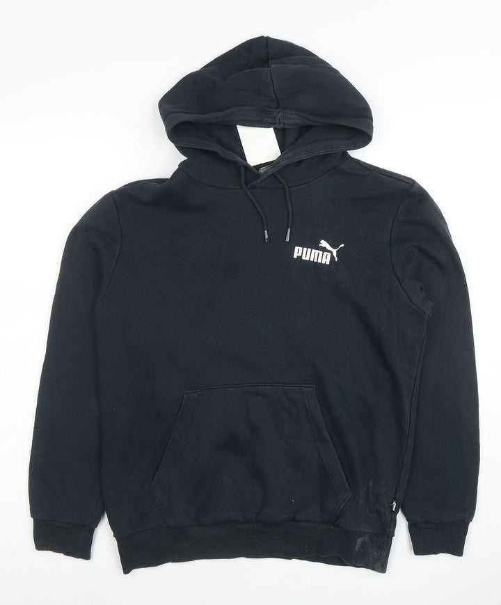Puma Men's Black XS Pullover Hoodie Logo Fleece Sweatshirt