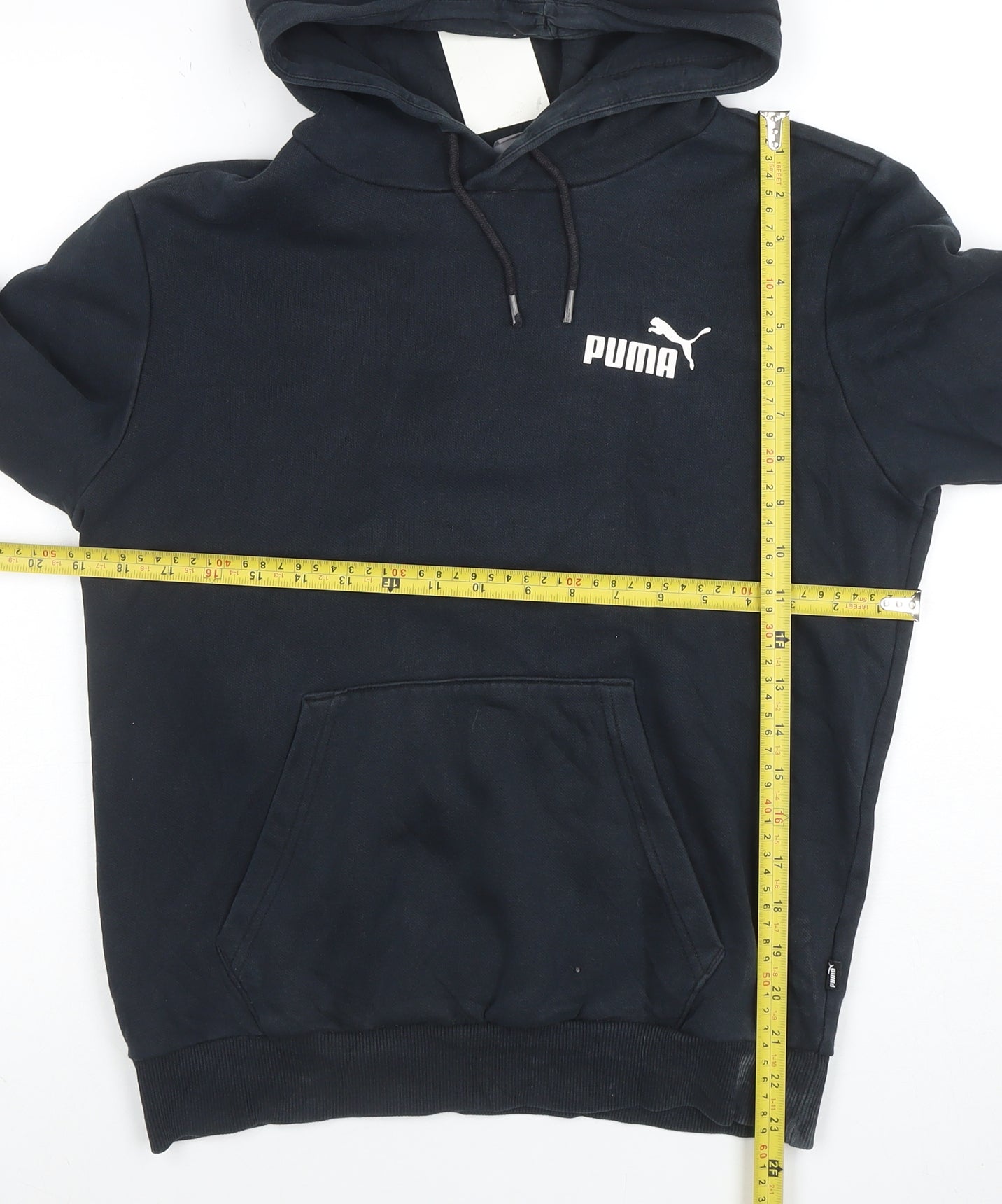 Puma Men's Black XS Pullover Hoodie Logo Fleece Sweatshirt
