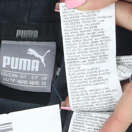 Puma Men's Black XS Pullover Hoodie Logo Fleece Sweatshirt