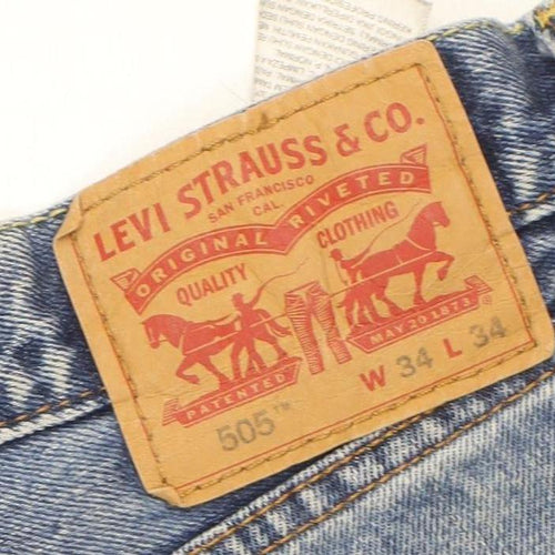 Levi Strauss & Co Men's Blue 505 Straight Denim Jeans W34 L34