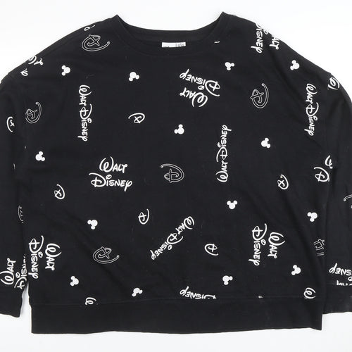 Disney Women’s Black XL Pullover Sweatshirt with Logo Print