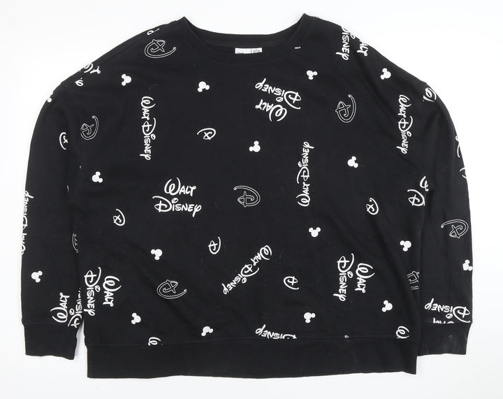 Disney Women’s Black XL Pullover Sweatshirt with Logo Print