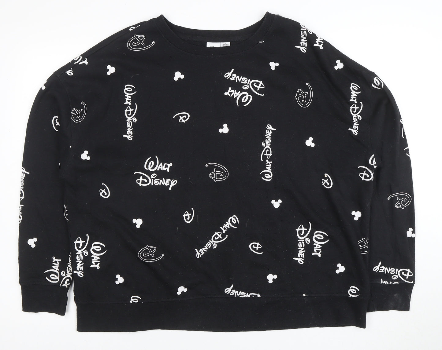 Disney Women’s Black XL Pullover Sweatshirt with Logo Print
