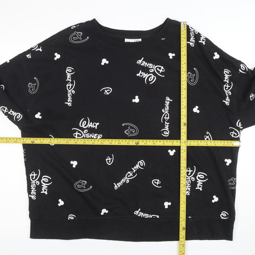 Disney Women’s Black XL Pullover Sweatshirt with Logo Print