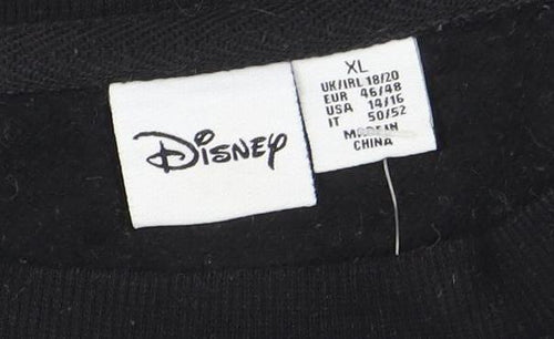 Disney Women’s Black XL Pullover Sweatshirt with Logo Print