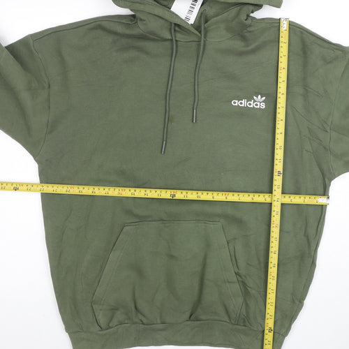 Adidas Women’s Green Pullover Hoodie Size 12 Cotton Logo Sweatshirt