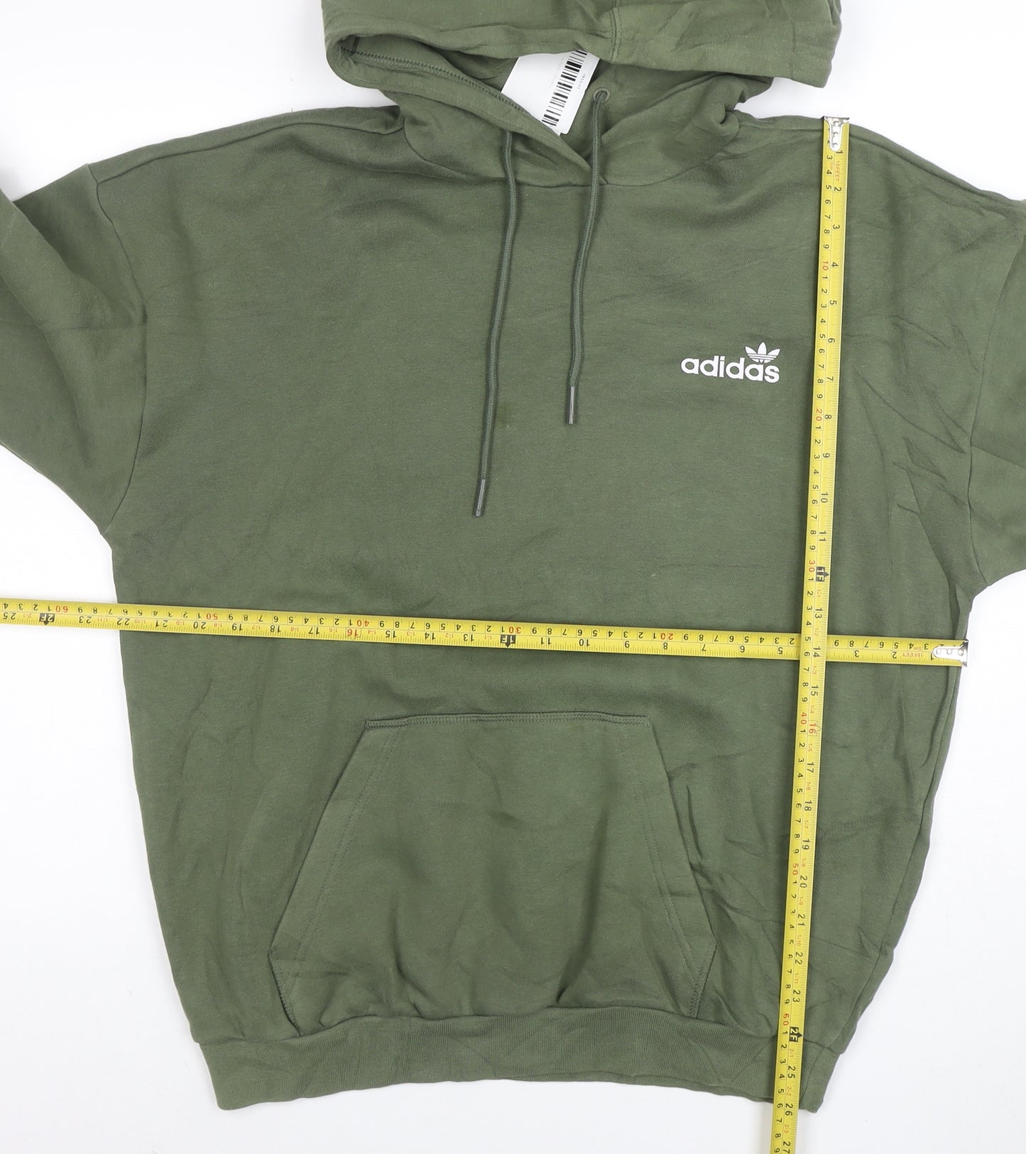 Adidas Women’s Green Pullover Hoodie Size 12 Cotton Logo Sweatshirt
