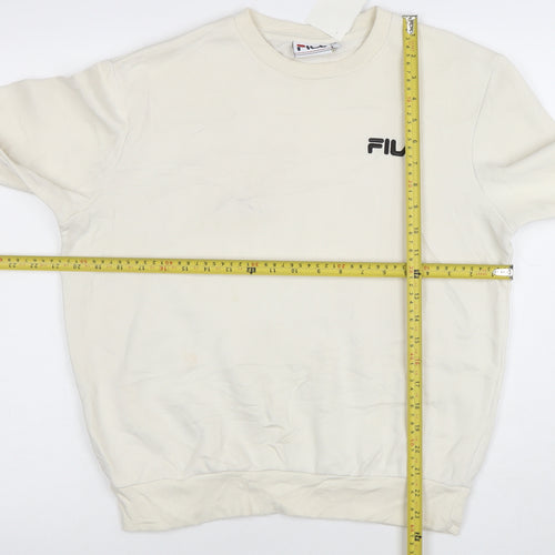 FILA Womens Beige XS Pullover Sweatshirt Crew Neck Cotton Blend