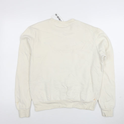 FILA Womens Beige XS Pullover Sweatshirt Crew Neck Cotton Blend