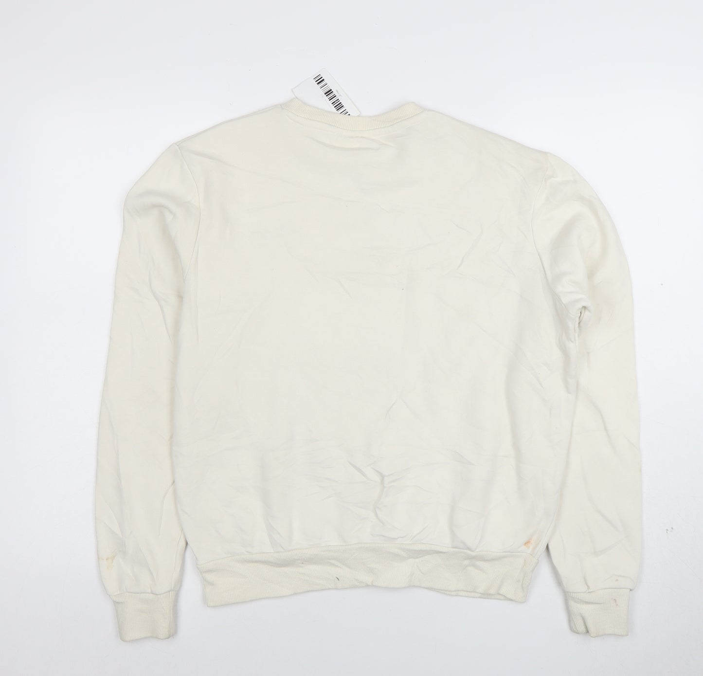 FILA Womens Beige XS Pullover Sweatshirt Crew Neck Cotton Blend