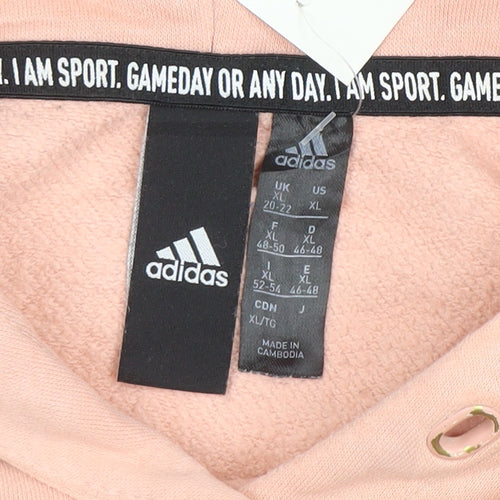 Adidas Women’s Pink XL Pullover Hoodie Sweatshirt with Logo