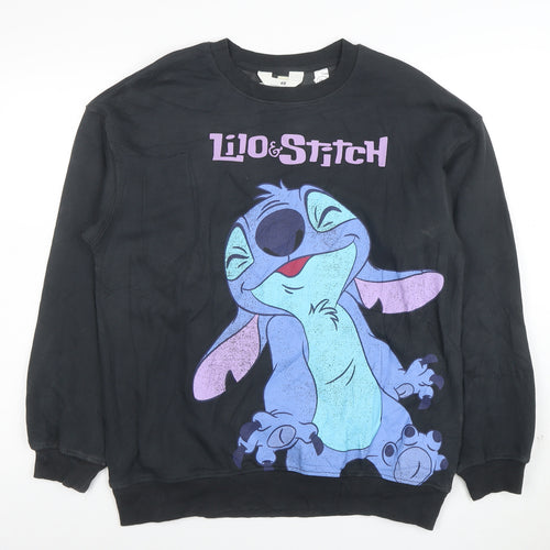 H&M Girls Black Lilo & Stitch Graphic Pullover Sweatshirt 13-14 Years