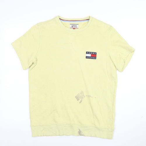 Tommy Jeans Men's Yellow Short Sleeve Crew Neck T-Shirt Size S Cotton Casual