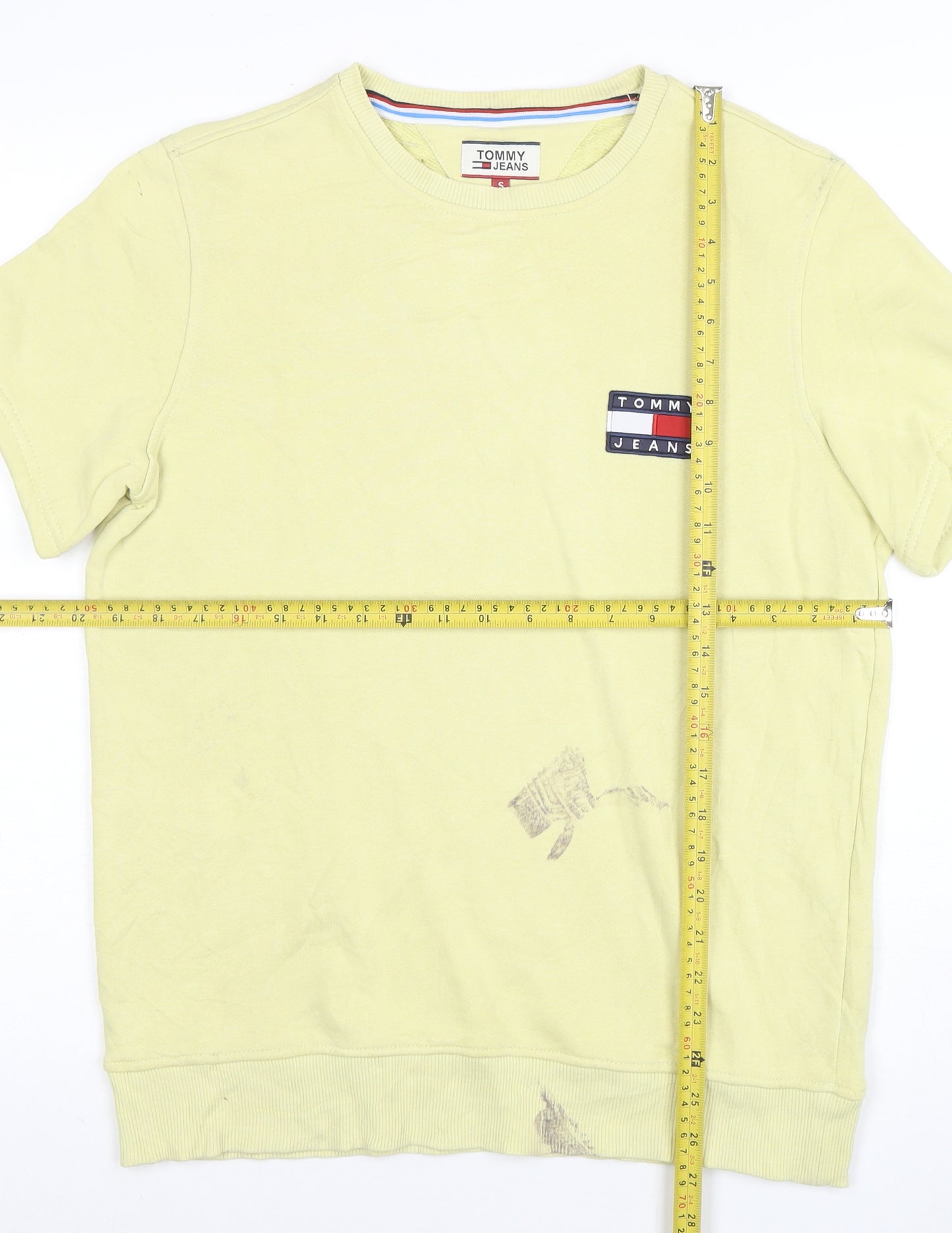 Tommy Jeans Men's Yellow Short Sleeve Crew Neck T-Shirt Size S Cotton Casual