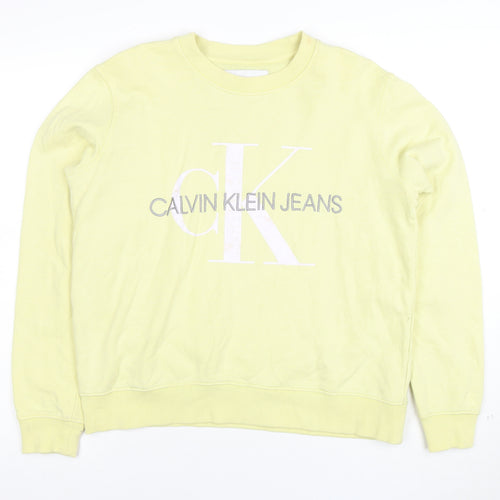 Calvin Klein Jeans Men’s Yellow Logo Sweatshirt Small Regular Fit
