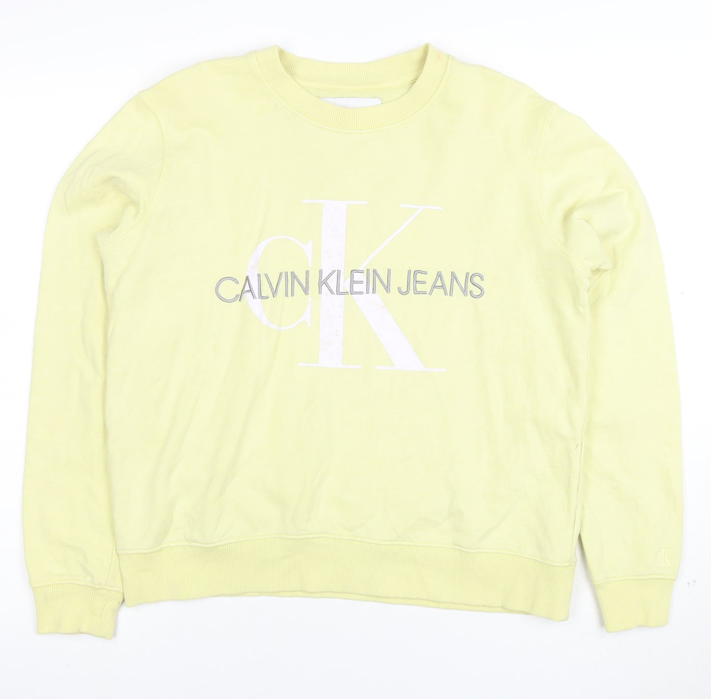 Calvin Klein Jeans Men’s Yellow Logo Sweatshirt Small Regular Fit