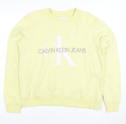 Calvin Klein Jeans Men’s Yellow Logo Sweatshirt Small Regular Fit