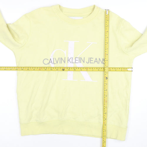 Calvin Klein Jeans Men’s Yellow Logo Sweatshirt Small Regular Fit
