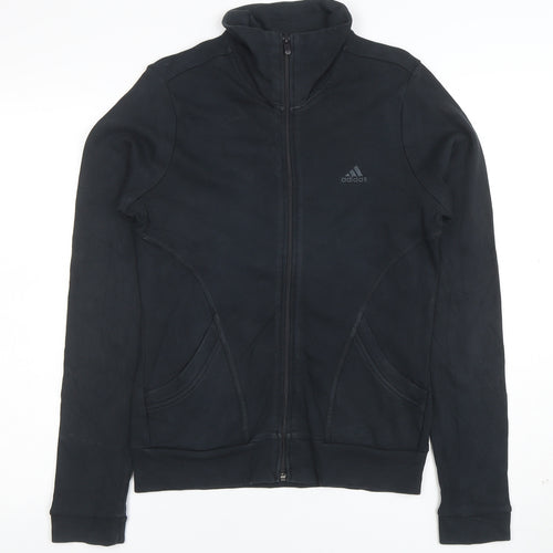 Adidas Women's Black Full Zip Sweatshirt Size 12 Cotton Blend