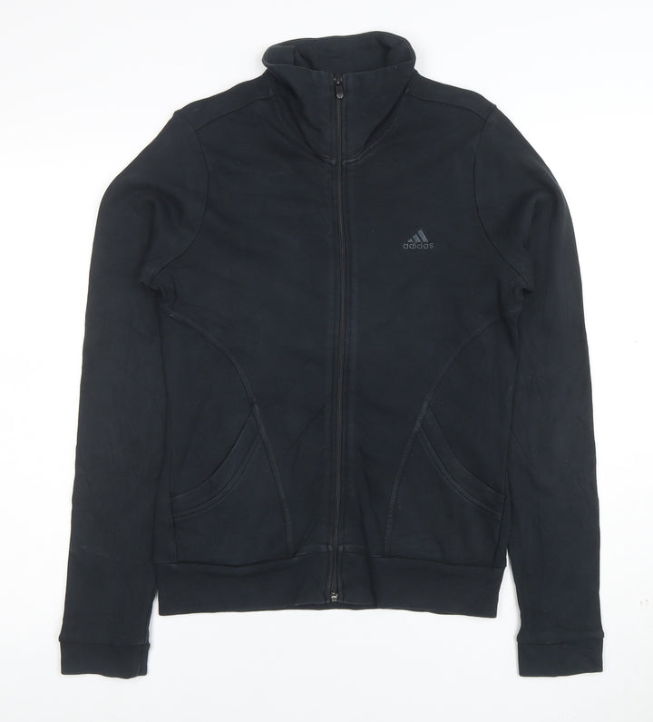 Adidas Women's Black Full Zip Sweatshirt Size 12 Cotton Blend