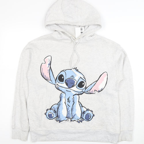Disney Women's Grey Stitch Hoodie Size S Pullover Hooded Sweatshirt