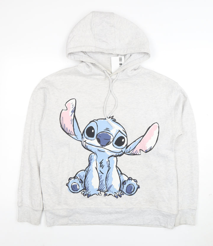 Disney Women's Grey Stitch Hoodie Size S Pullover Hooded Sweatshirt