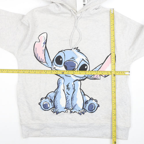 Disney Women's Grey Stitch Hoodie Size S Pullover Hooded Sweatshirt
