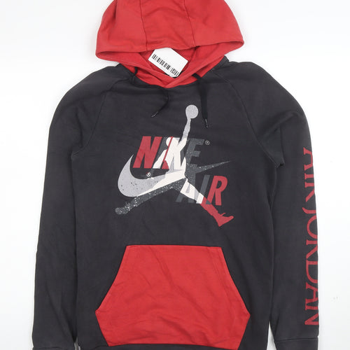 Jordan Men's Black Red Pullover Hoodie Small Graphic Print Logo