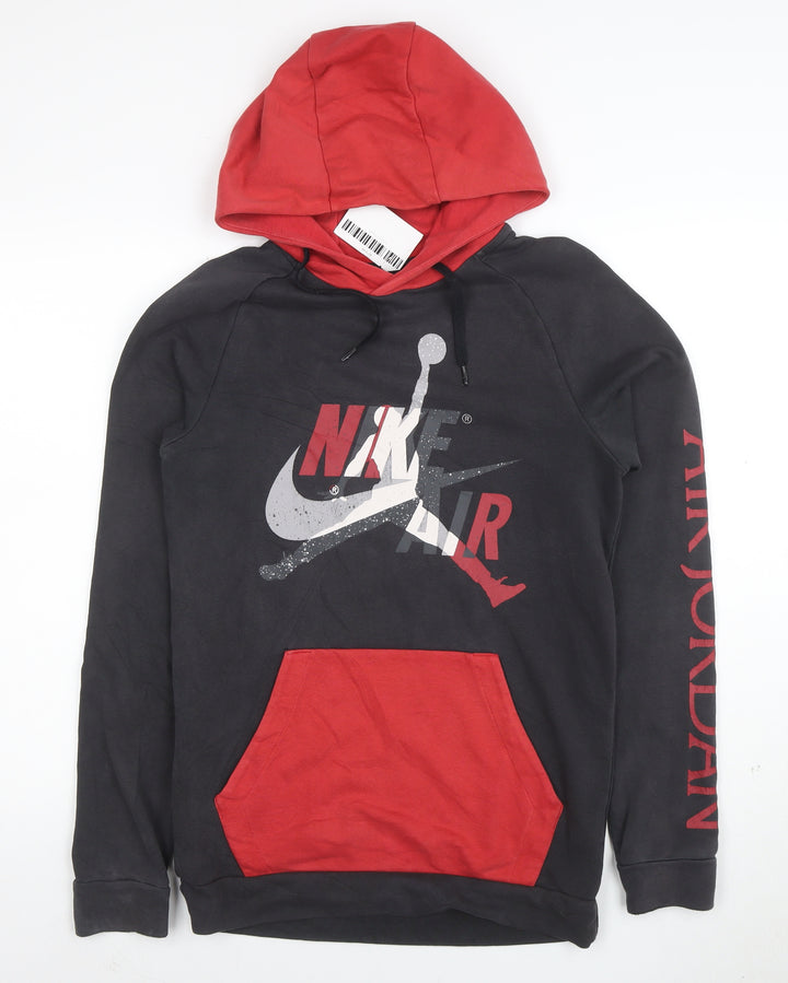 Jordan Men's Black Red Pullover Hoodie Small Graphic Print Logo