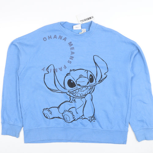 Disney Women Blue Stitch Pullover Sweatshirt Size S