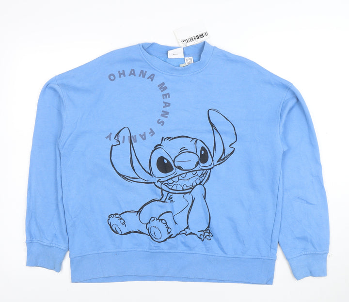 Disney Women Blue Stitch Pullover Sweatshirt Size S