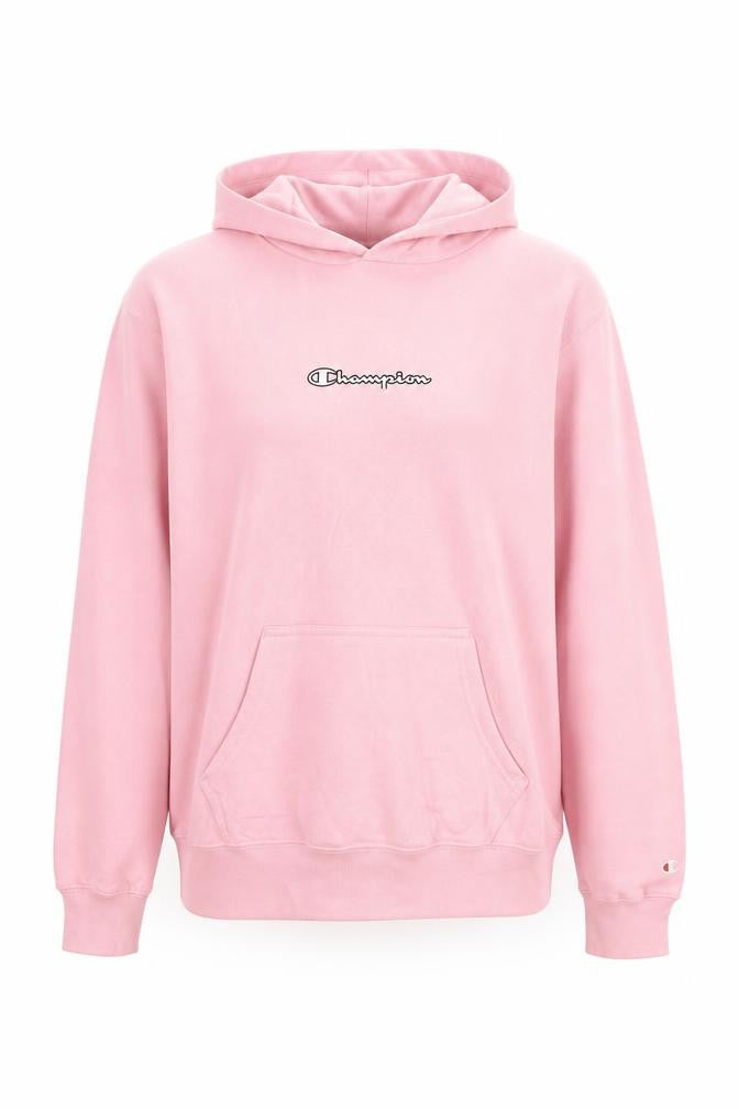 Front view of Champion Women's Pink Pullover Hoodie, size XS, Logo Cotton Blend