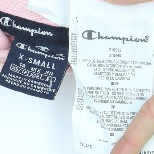 Champion Women's Pink Pullover Hoodie Size XS Logo Cotton Blend
