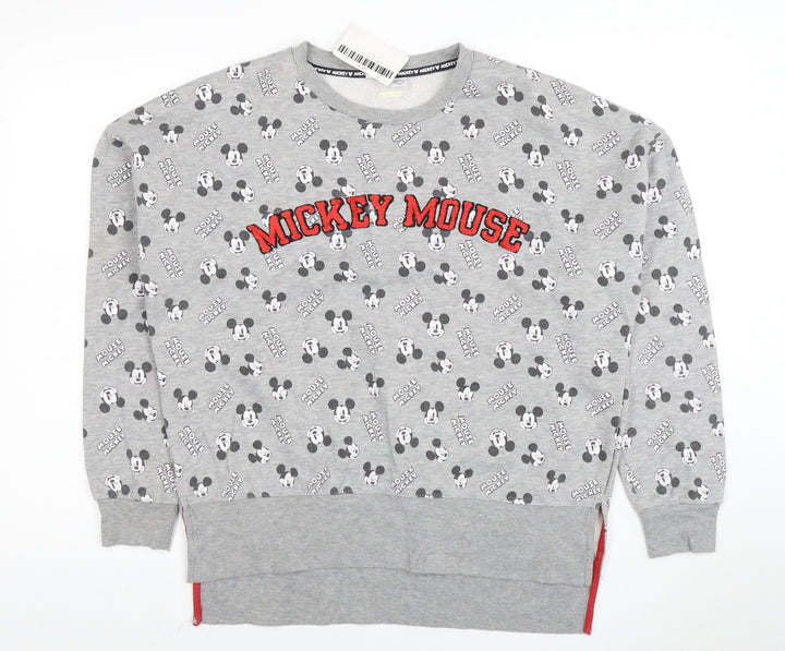 Disney Women Grey Mickey Mouse Pullover Sweatshirt Size S