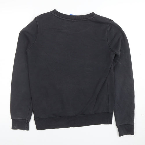 Adidas Women Black Crew Neck Logo Pullover Sweatshirt Size 8