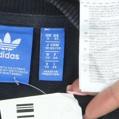Adidas Women Black Crew Neck Logo Pullover Sweatshirt Size 8