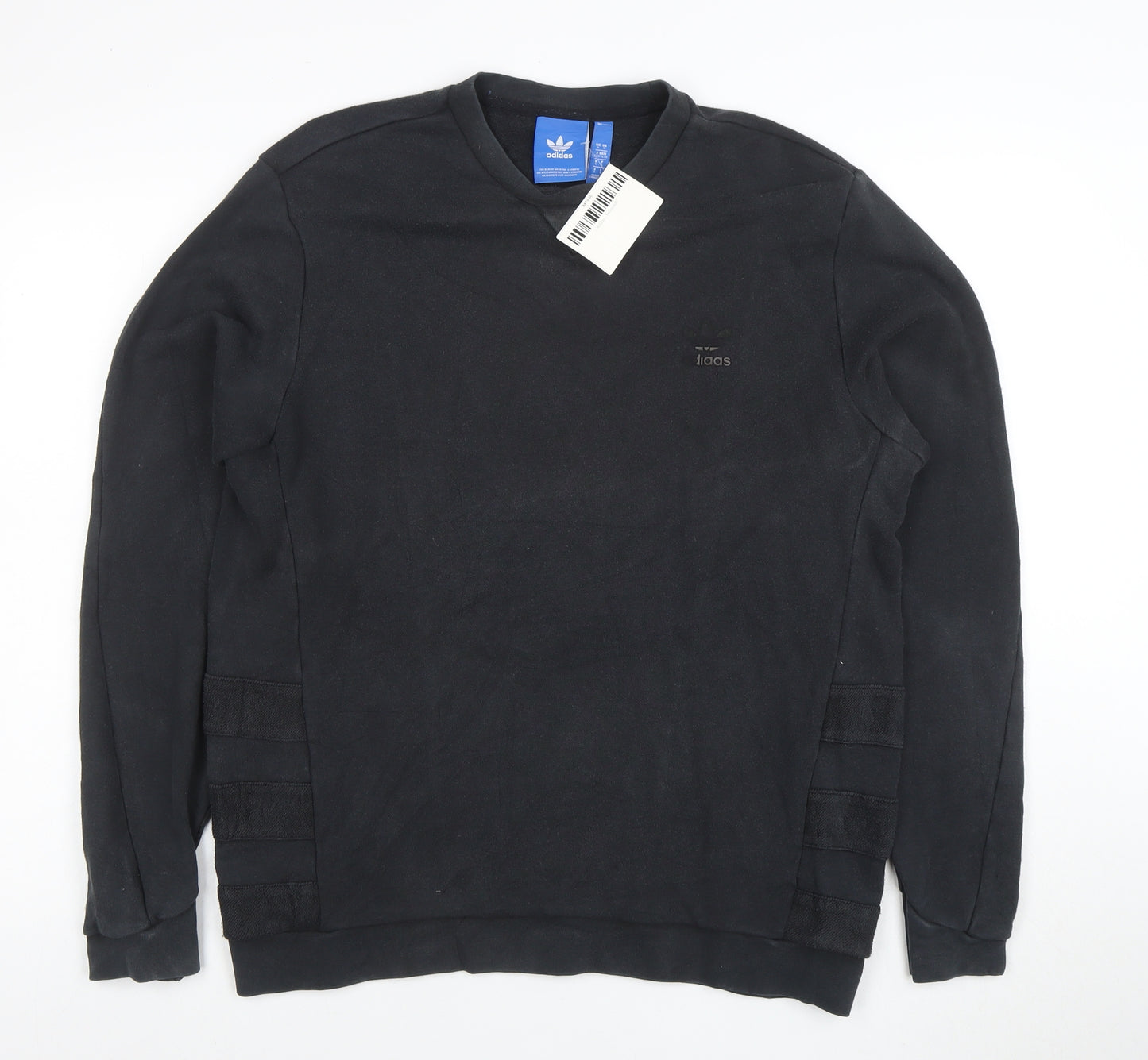 Adidas Men Black L Pullover Sweatshirt Regular Fit Crew Neck