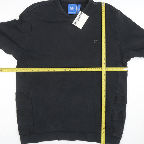 Adidas Men Black L Pullover Sweatshirt Regular Fit Crew Neck