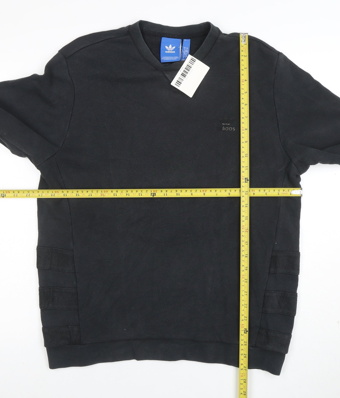 Adidas Men Black L Pullover Sweatshirt Regular Fit Crew Neck