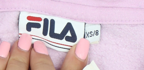 Fila Women’s Pink White Navy Pullover Hoodie XS Colourblock Cotton Blend
