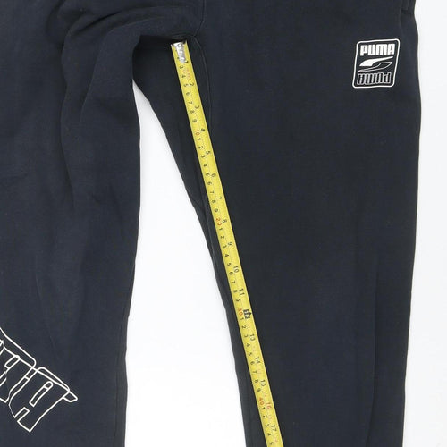 Puma Men’s Black Jogger Sweatpants Size M Fleece Tapered Fit