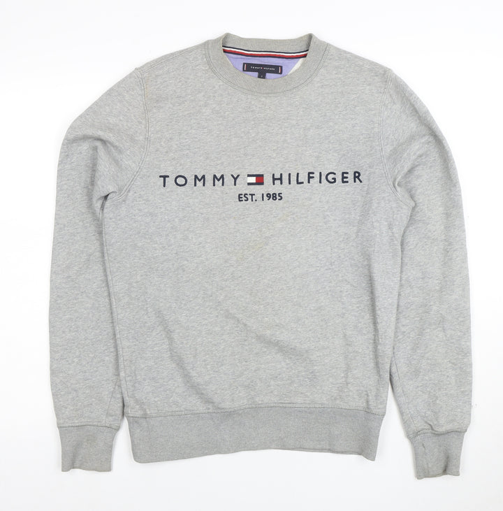 Tommy Hilfiger Men's Grey Logo Crew Neck Sweatshirt Size S