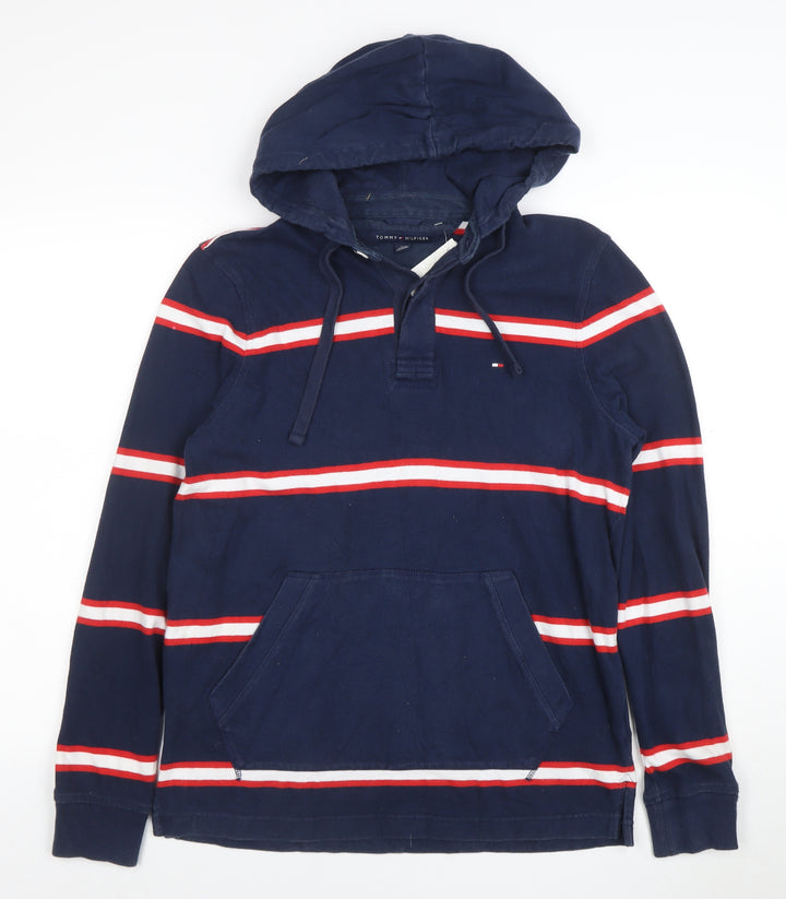 Tommy Hilfiger Men's Blue Striped Pullover Hoodie Size S