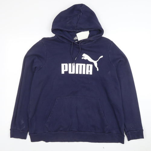 Puma Womens Navy Blue Pullover Hoodie Size XL Cotton Blend