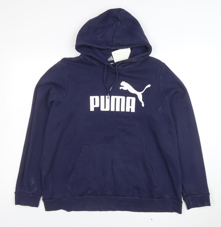 Puma Womens Navy Blue Pullover Hoodie Size XL Cotton Blend