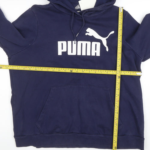 Puma Womens Navy Blue Pullover Hoodie Size XL Cotton Blend