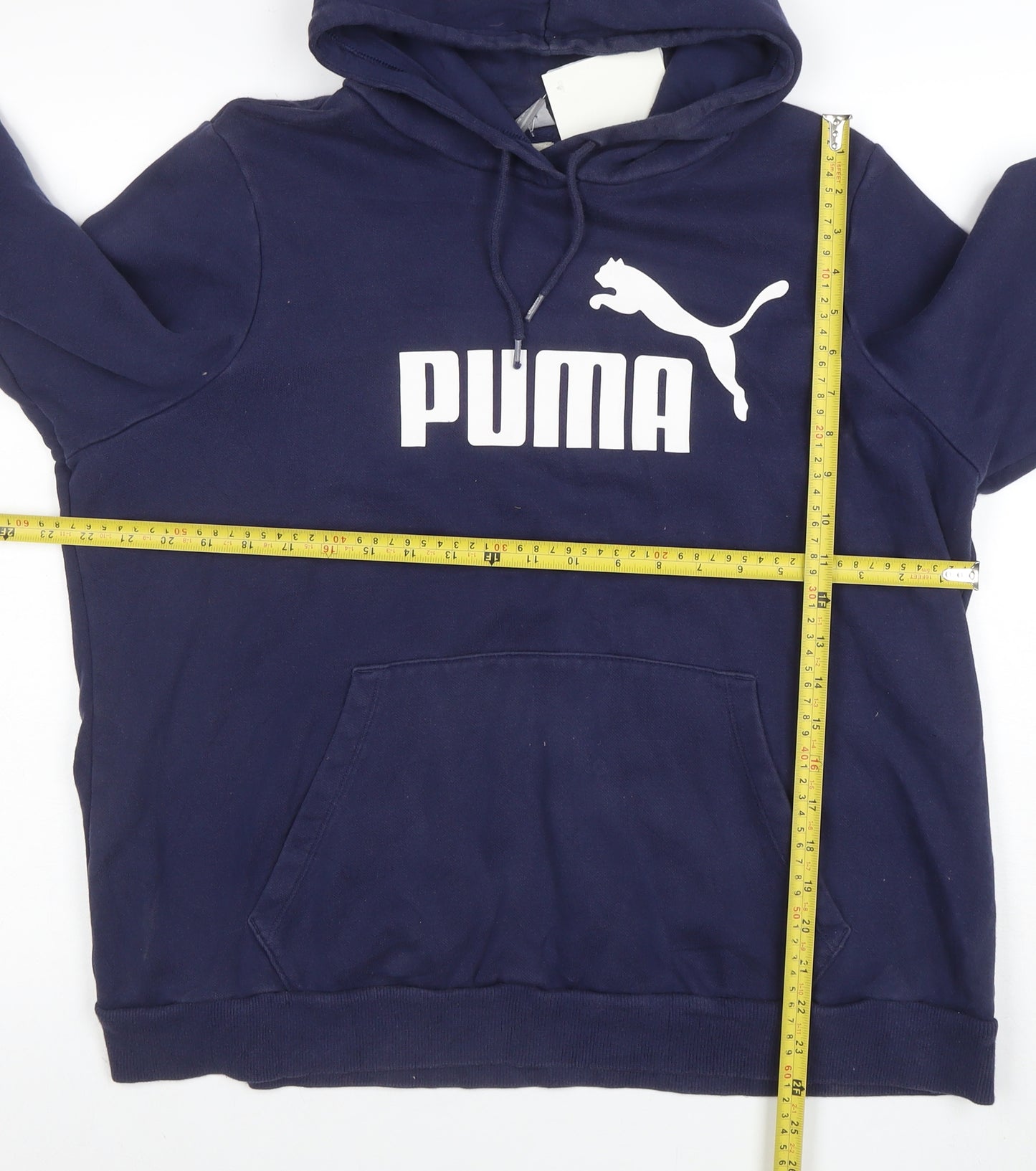 Puma Womens Navy Blue Pullover Hoodie Size XL Cotton Blend