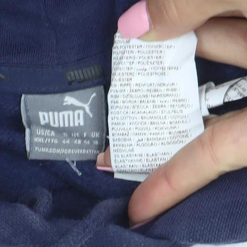 Puma Womens Navy Blue Pullover Hoodie Size XL Cotton Blend